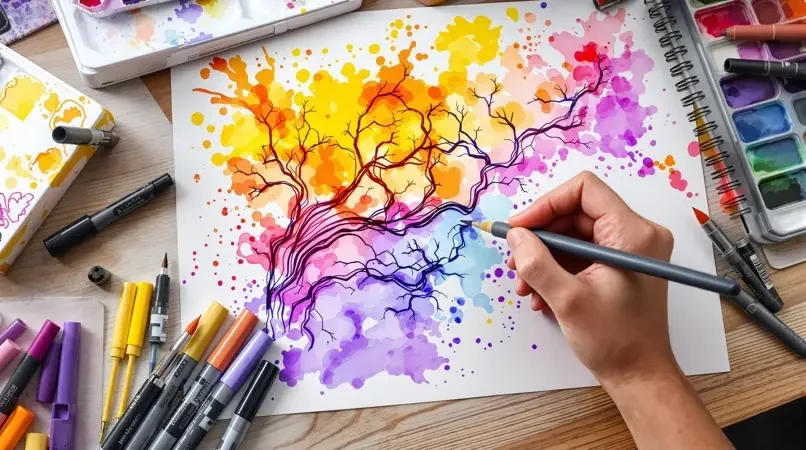 手绘插画从线稿到上色全过程 - 风驰影院达人创作封面